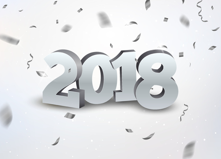 New Year 2018 3d silver numbers.のイラスト素材