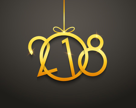 2018 new year creative design with gold numbers. Greeting new year background decoration.のイラスト素材