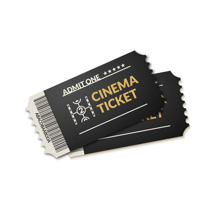 Two isolated cinema tickets background. Movie coupon tickets for film theater.のイラスト素材