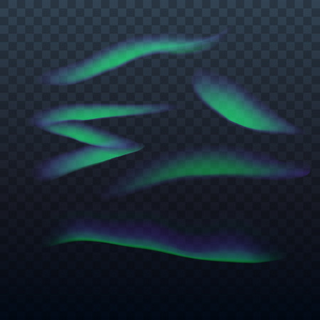 Northern lights vector set. Abstract borealis polar aurora lights.のイラスト素材