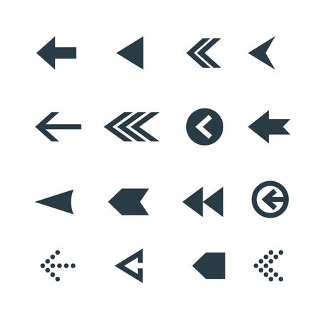 Arrow icon set. Web arrow pictogram design. Internet elements symbols. Navigation previous right and left signs.のイラスト素材