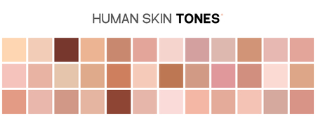 Skin tone color chart. Human skin texture color infographic palette. Facial care design.のイラスト素材