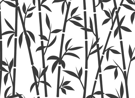 Bamboo background japanese asian plant wallpaper grass. Bamboo tree vector pattern black and white.のイラスト素材