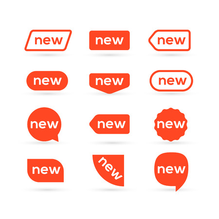 New sticker flat style tag design. New promotion label isolated for advertising. Icon new sign for market.のイラスト素材