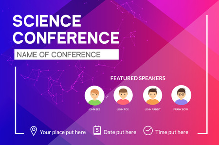 Science conference business design template. Science brochure flyer marketing advertising meeting.のイラスト素材