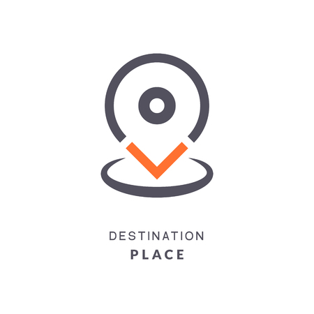 Map pin destination icon. GPS place sign flat vector marker. GPS destination pin sign.のイラスト素材