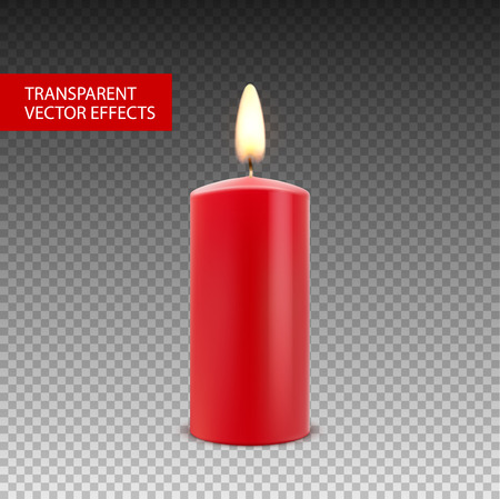 Vector candle wax isolated decoration. Candlelight flame for celebration. Glowing realistic candle light on transparent.のイラスト素材