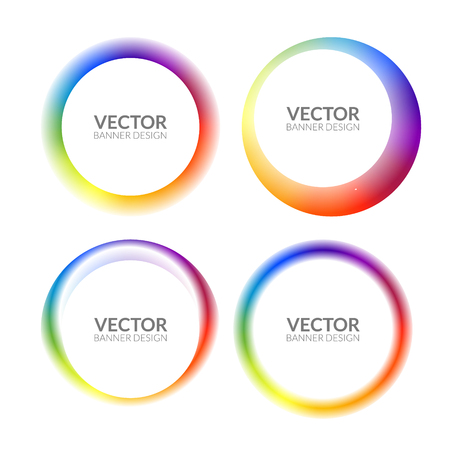 Set of colorful round abstract banners overlay shape. Graphic banners design. Label graphic fun tag concept.のイラスト素材