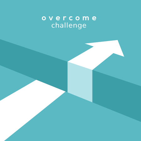 Vector challenge concept. Obstacle arrow chasm for business cucess concept.のイラスト素材