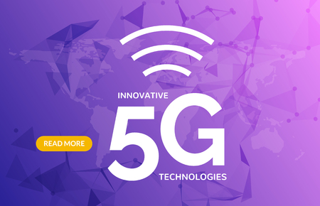 5G wireless internet connection network background. High speed 5g data communication mobile phone...