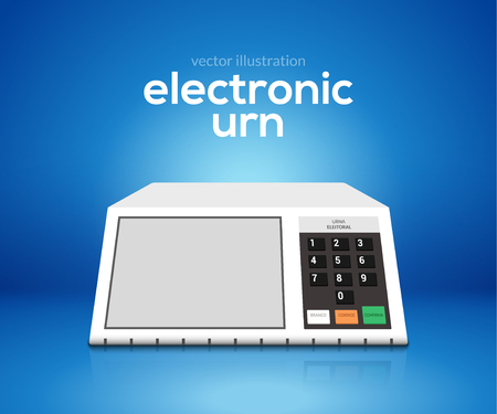 Electronic urn voting computer. Vector brazil choice president elections electronic voting urn design.のイラスト素材