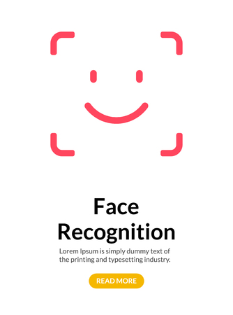Biometric face recognition on smartphone. Facial scan security system technology. Face authentication identification.のイラスト素材