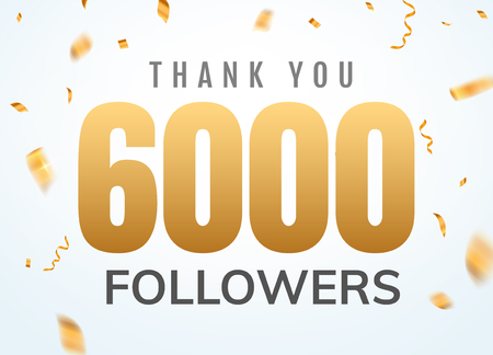 Thank you 6000 followers design template social network number anniversary. Social users golden number friends thousand celebration.のイラスト素材