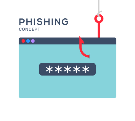 Data phishing hacking online. Scam envelope concept. Computer data fishing hack crime.のイラスト素材