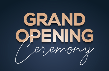 Grand Opening ceremony poster concept invitation. Grand opening event decoration party template.のイラスト素材