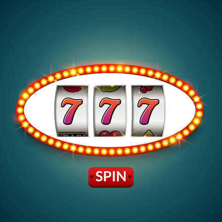 Lucky seven 777 slot machine. Casino vegas game. Gambling fortune chance. Win jackpot money.のイラスト素材