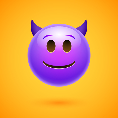 Emoji crtoon devil bad face angry or happy emoticon man scary.のイラスト素材
