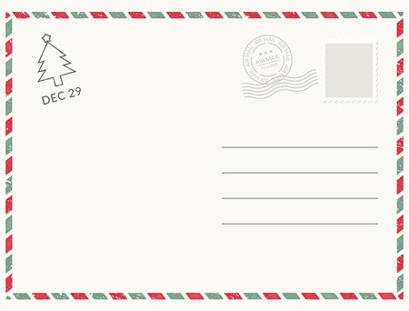 Postcard template paper white texture. Vector postcard empty mail stamp and message designのイラスト素材