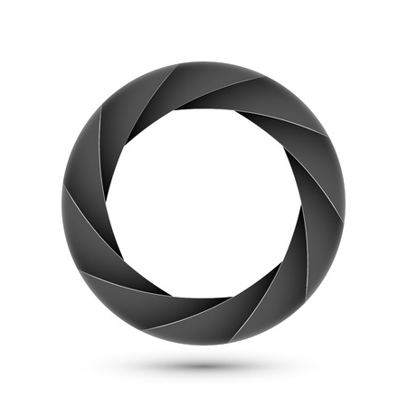 Camera shutter photography icon aperture. Focus vector black lens zoom digital designのイラスト素材