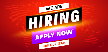 We are Hiring career employee message background. Employment hiring job recruitment concept bannerのイラスト素材