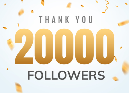 Thank you 20000 followers design template social network number anniversary. Social users golden number friends thousand celebrationのイラスト素材