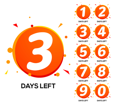 Countdown left days. One two three day left number, count time sale week bannerのイラスト素材