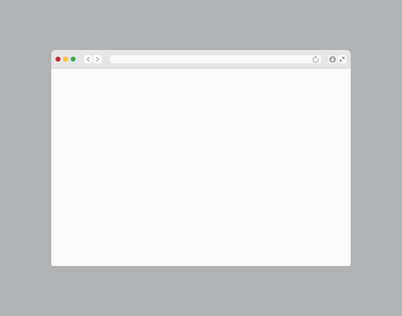 Web browser window. Computer or internet frame template design of flat page mockup. Blank screen web browser