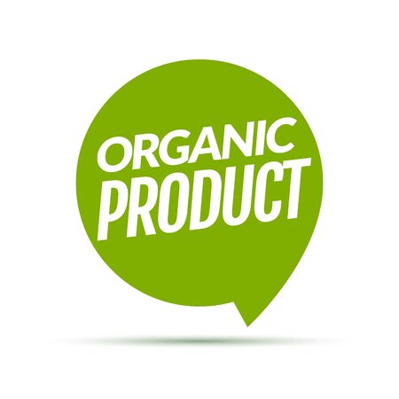 Organic product icon background. Eco nature health organic fresh green tag bannerのイラスト素材