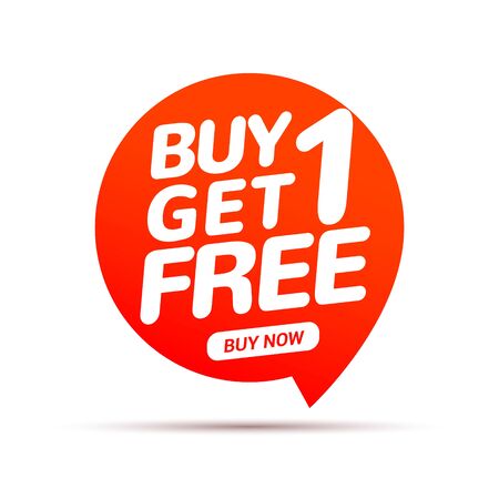 Buy 1 Get 1 Free sale tag. Banner design template for marketing. Special offer promotion or retailのイラスト素材