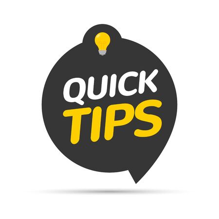 Quick tips icon badge. Top tips advice note icon. Idea bulb education tricks.のイラスト素材