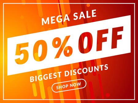 Mega Sale 50 percent off banner template design. Big sale special offer promotion discount for business.のイラスト素材