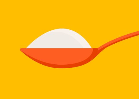 Spoon with sugar salt icon. Teaspoon side view powder for tea or coffeeのイラスト素材