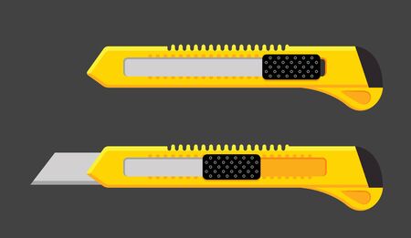 Cutter knife vector blade. Paper craft utility stationery office craft cut razorのイラスト素材