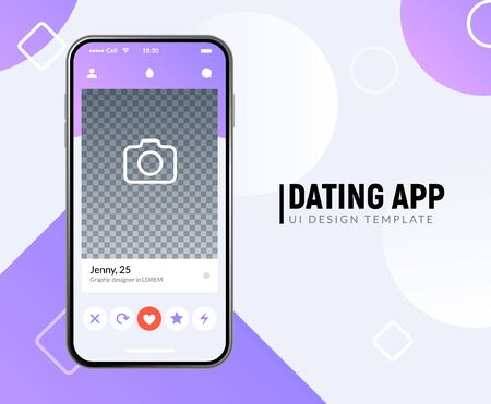 Dating app online mobile concept. Female male profile flat design. Couple match for relationshipのイラスト素材