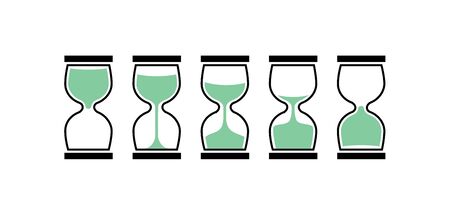 Sand clock time icon. Hour glass sand watch timer. Hourglass illustration flat sandclock.