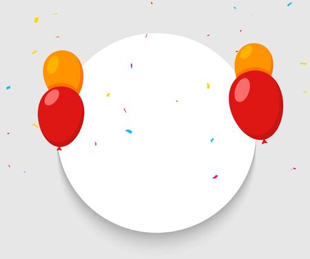 Balloon banner happy birthday background. Celebrate party surprise balloon banner carnival anniversary.のイラスト素材