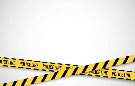 Crime line tape. Police danger caution vector yellow barrier. Not cross security lineのイラスト素材