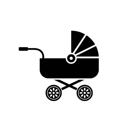 Baby carriage icon buggy, pram stroller silhouette illustration.のイラスト素材