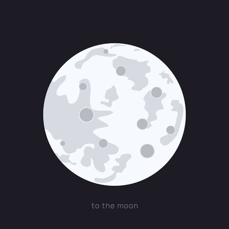Full moon in night vector illustration. Moon with crater in space flat isolated.のイラスト素材