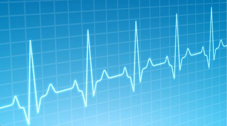 ECG heartbeat monitor, cardiogram heart pulse line wave. Electrocardiogram medical background.のイラスト素材