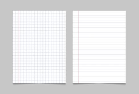 Exercise book paper page background. Notebook sheet lined texture pattern.のイラスト素材