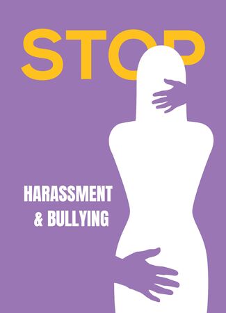 Sexual harassment violence stop poster. Sexual harassment assault woman concept.のイラスト素材