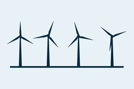 Wind vector turbine icon. Wind power energy turbine silhouette illustration tower windmill.のイラスト素材
