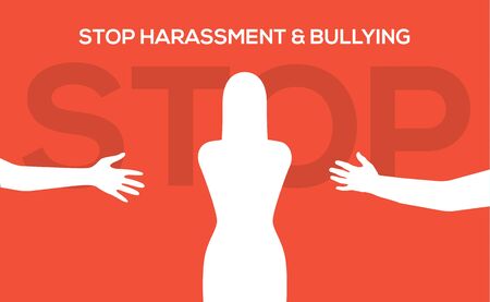 Sexual harassment violence stop poster. Sexual harassment assault woman concept.のイラスト素材