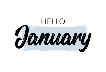 Hello January quote. Welcome january celebration winter illustration.のイラスト素材