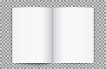 Blank opened magazine template. Open book page clean booklet or magazine template backgroundのイラスト素材