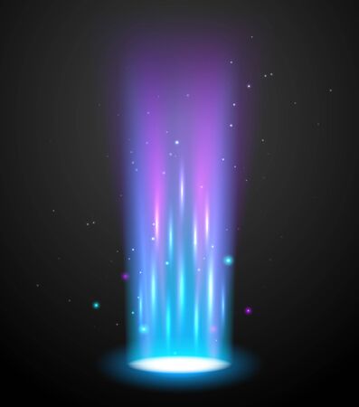 Portal light effect hologram. Magic circle teleport podium. Ufo swirl beam and ray energy funnelのイラスト素材