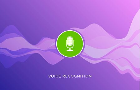 Voice recognition wave sound ai icon. Music microphone voice recognition car or phoneのイラスト素材
