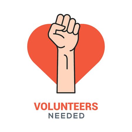 Volunteer vector icon heart care team. Charity volunteer hand symbol illustrationのイラスト素材