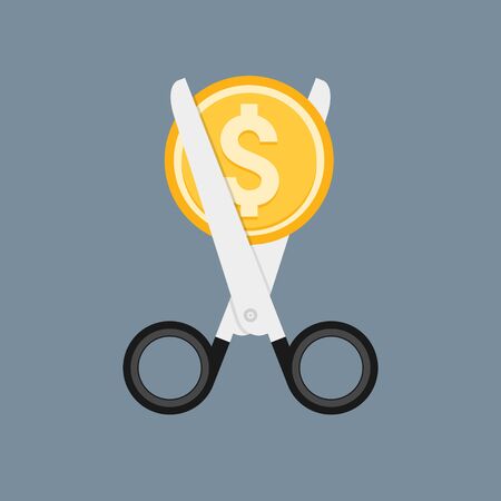 Cost cut vector icon. Price cheaper reduce flat icon, reduction rate discount.のイラスト素材